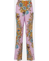 Etro - Pantalon ample en soie a fleurs - Lyst