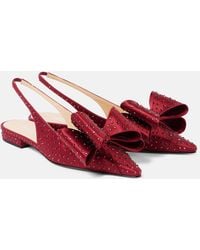 Mach & Mach - Le Cadeau Embellished Satin Slingback Flats - Lyst