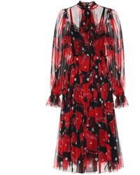 Dolce & Gabbana Bedrucktes Minikleid aus Seide - Rot