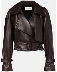 Nour Hammour - Hatti Cropped Leather Jacket - Lyst