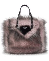 Prada Synthetik Tote aus Faux Fur mit Leder in Pink Damen Taschen Kosmetiktaschen 