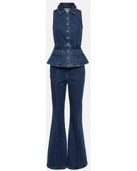 Self-Portrait - Denim Jumpsuit - Lyst