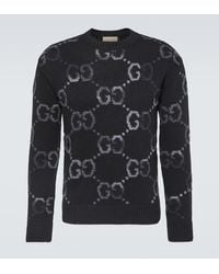 Gucci - Monogram-pattern Ribbed-trim Wool-blend Knitted Jumper - Lyst