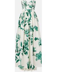 Agua Bendita - Tonia Floral Lace-Trimmed Cotton Maxi Dress - Lyst
