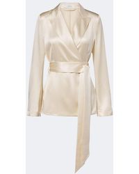 JOSEPH - Archer Belted Silk Satin Jacket - Lyst