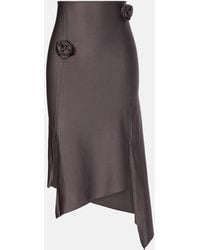 Coperni - Floral-Applique Satin Midi Skirt - Lyst