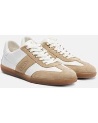 Tod's - Suede-Trimmed Leather Sneakers - Lyst