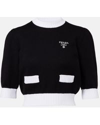 Prada - Cropped-Pullover Aus Baumwolle - Lyst
