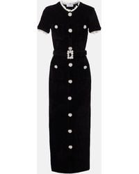 Self-Portrait - Midikleid Aus Chenille Mit Spitze Und Kristallen - Lyst