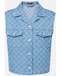 Gucci - Chaleco En Denim Con Gg - Lyst