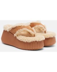 Chloé - Nama 80 Suede Platform Thong Sandals - Lyst