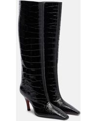AMINA MUADDI - Mona Croc-Effect Leather Knee-High Boots - Lyst