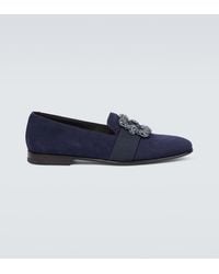 Manolo Blahnik - Carlton Embellished Suede Loafers - Lyst