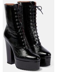 Alaïa - Leather Platform Ankle Boots - Lyst
