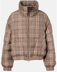 Brunello Cucinelli - Checked Leather-Trimmed Down Jacket - Lyst