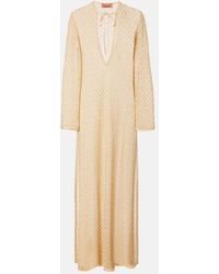 Missoni - Open-Knit Tie-Neck Lame Kaftan - Lyst