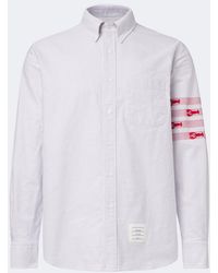 Thom Browne - 4-Bar Striped Cotton Oxford Shirt - Lyst