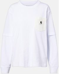 Sacai - X Carhartt Layered Cotton Jersey Top - Lyst