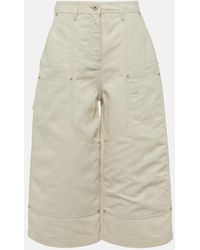 Loewe - Pantaloni culottes in cotone e lino a vita alta - Lyst