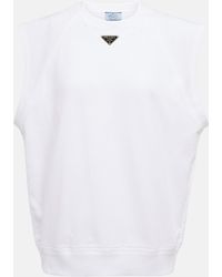 Prada - Top in jersey di cotone con logo - Lyst