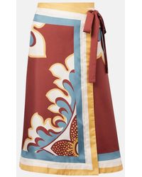 La DoubleJ - Printed Silk Wrap Skirt - Lyst