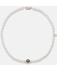 Mikimoto - 18Kt Necklace With Pearls And Diamonds - Lyst