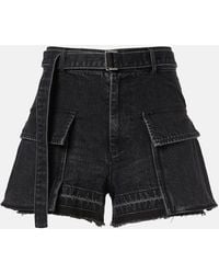 Sacai - Belted Denim Shorts - Lyst