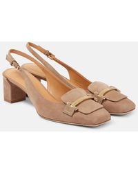 Tod's - Suede Leather Slingback Pumps - Lyst