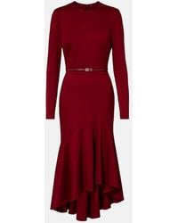 Elie Saab - Belted Tiered Midi Dress - Lyst