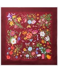 Gucci - Printed Flora Silk Twill Carré - Lyst