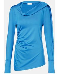 Victoria Beckham - Ruched Asymmetric Jersey Top - Lyst