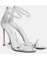Aquazzura - Bijoux 105 Embellished Metallic Leather Sandals - Lyst