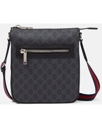 Gucci - GG Canvas Leather-trimmed Crossbody Bag - Lyst
