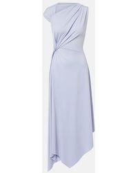 Victoria Beckham - Asymmetric Gathered Jersey Midi Dress - Lyst