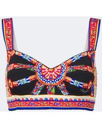 Dolce & Gabbana - Carretto Silk-Blend Charmeuse Crop Top - Lyst
