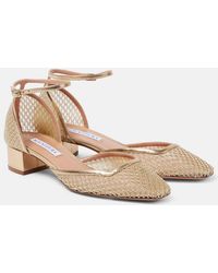 Aquazzura - Asha 35 Leather-Trimmed Mesh Pumps - Lyst