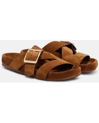 Loewe - Sandalen Ease Buckle Aus Veloursleder - Lyst