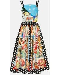 Dolce & Gabbana - Vestido midi Capri de algodon estampado - Lyst