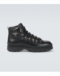Prada - Brixxen Leather Lace-Up Boots - Lyst