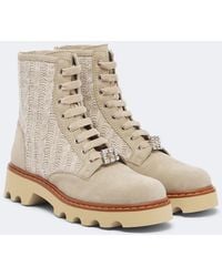 Roger Vivier - Viv' Rangers Truck Knitted Suede Ankle Boots - Lyst