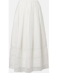 Faithfull the Brand - Lyon Lace-Trimmed Cotton Midi Skirt - Lyst