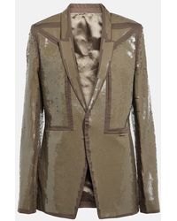 Rick Owens - Sequined Single-breasted Cotton Blazer - Lyst