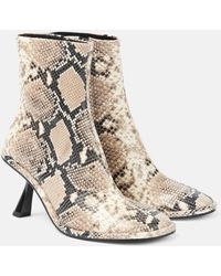 Souliers Martinez - Teo Snake-Effect Leather Ankle Boots - Lyst