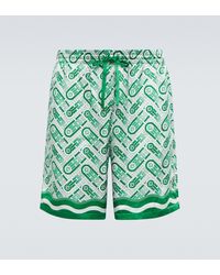 CASABLANCA Bedruckte Shorts aus Seide - Grün