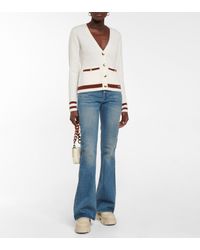 Ganni Cable-knit Wool-blend Cardigan - White