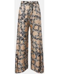 Loewe - Paula's Ibiza Anagram Silk Wide-Leg Pants - Lyst