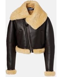 Jacquemus - Aviatore Cropped Shearling-Trimmed Leather Jacket - Lyst