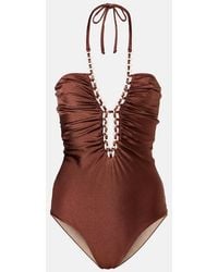 Adriana Degreas - Solid Chain Halterneck Swimsuit - Lyst