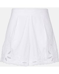 Juliet Dunn - Shorts En Popelin De Algodon Bordados - Lyst