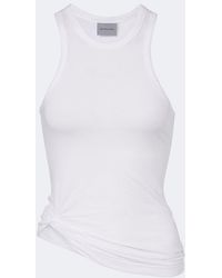 Balenciaga - Logo Gathered Cotton Jersey Tank Top - Lyst
